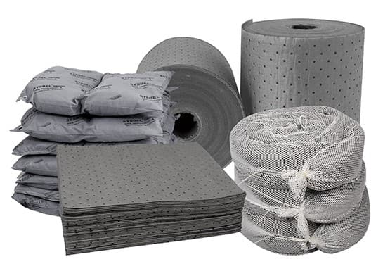 Universal Absorbent Pads, Grey Multi-Purpose Spill Control Pads for Oil, Water & Chemicals
