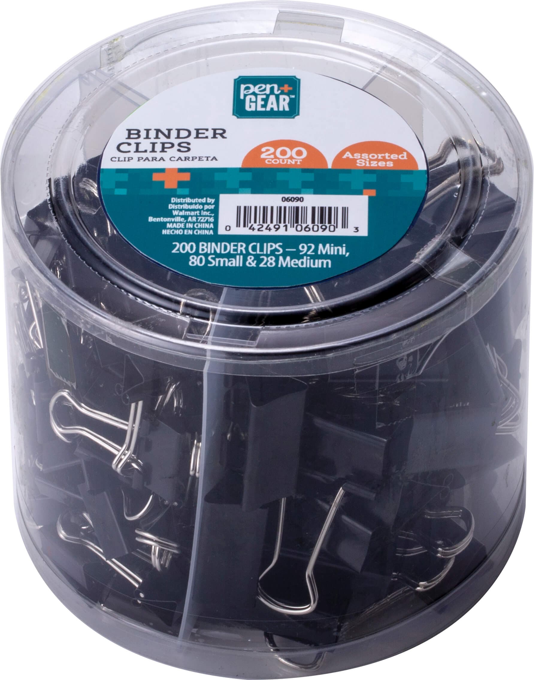 Binder Clips, Assorted Sizes, 200 Pieces, Black