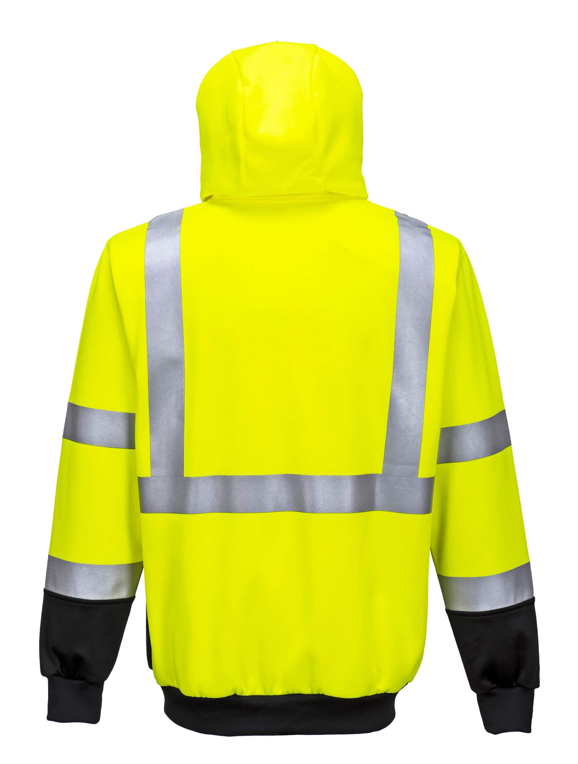 Hi Vis Yellow with Black Bottom Zipper Hoodie — view 2